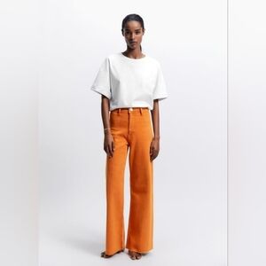 ZARA THE MARINE STRAIGHT Orange Size 0 High Rise Flare Leg Pants